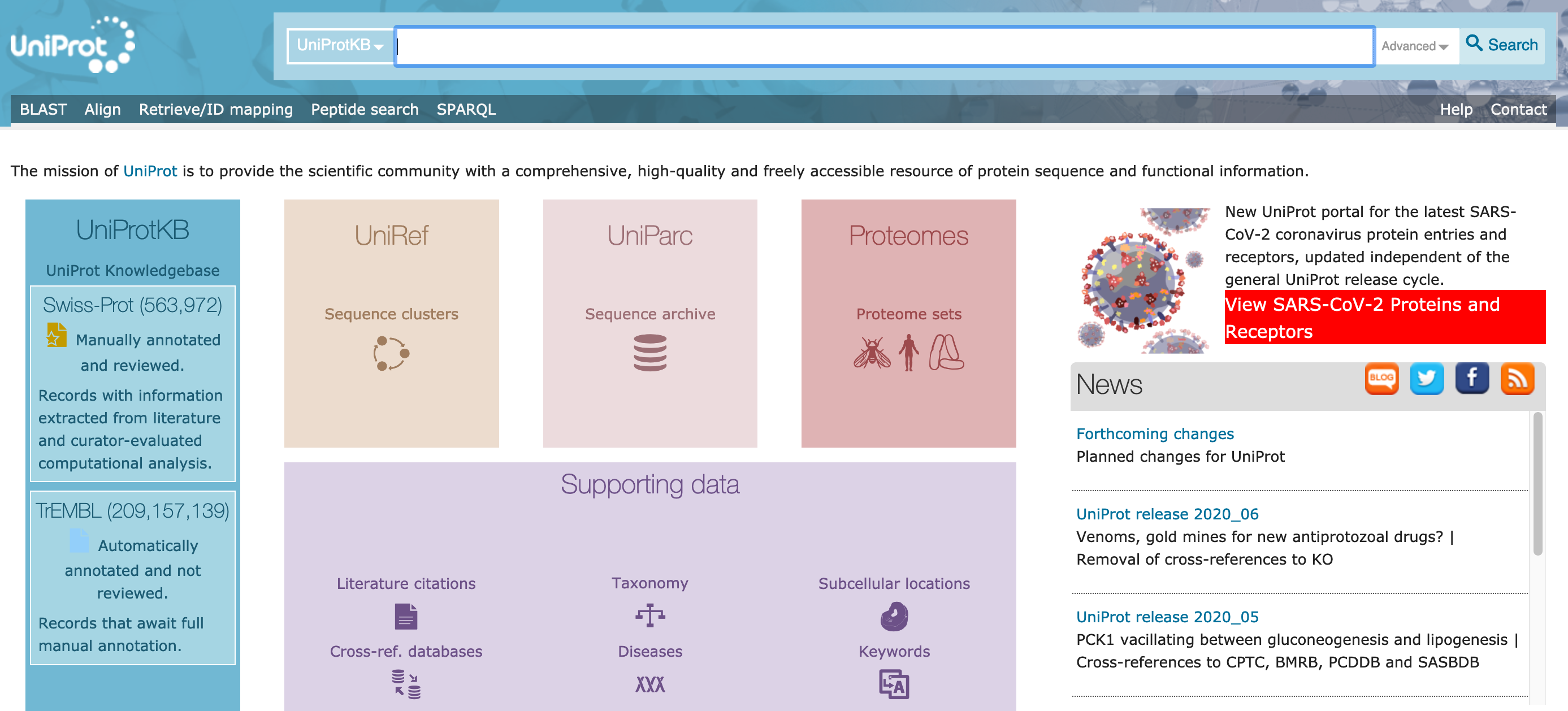 UniProt landing page