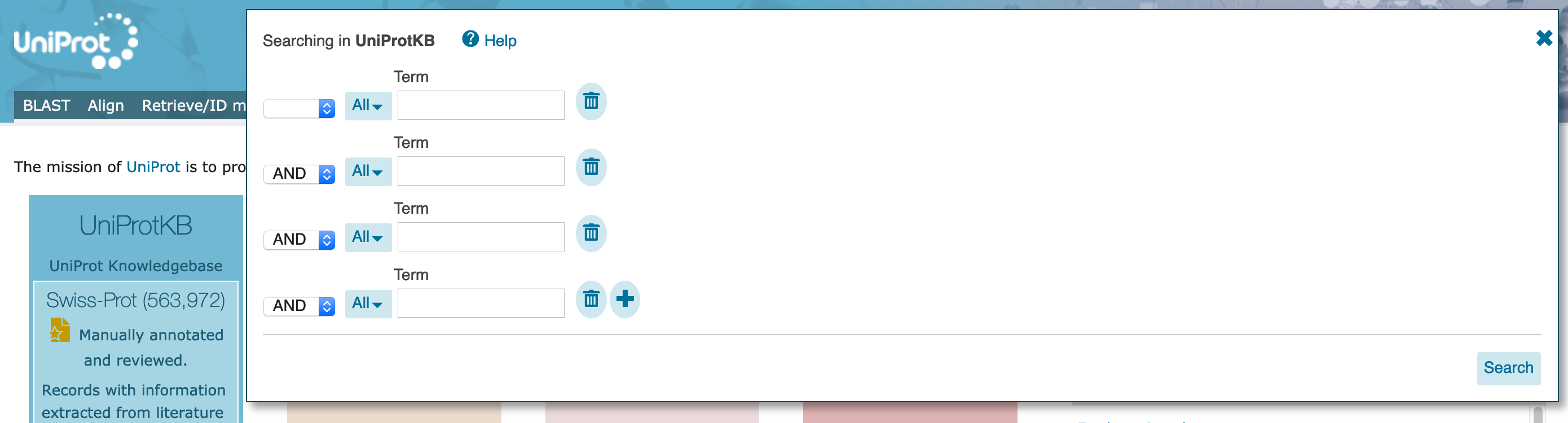 UniProtKB advanced search