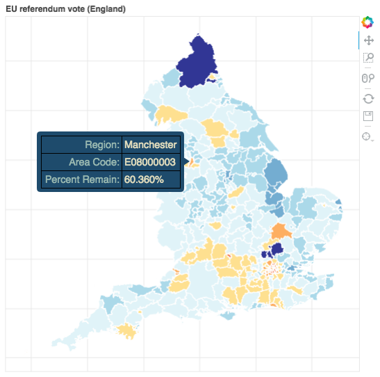 2016 EU referendum results for England